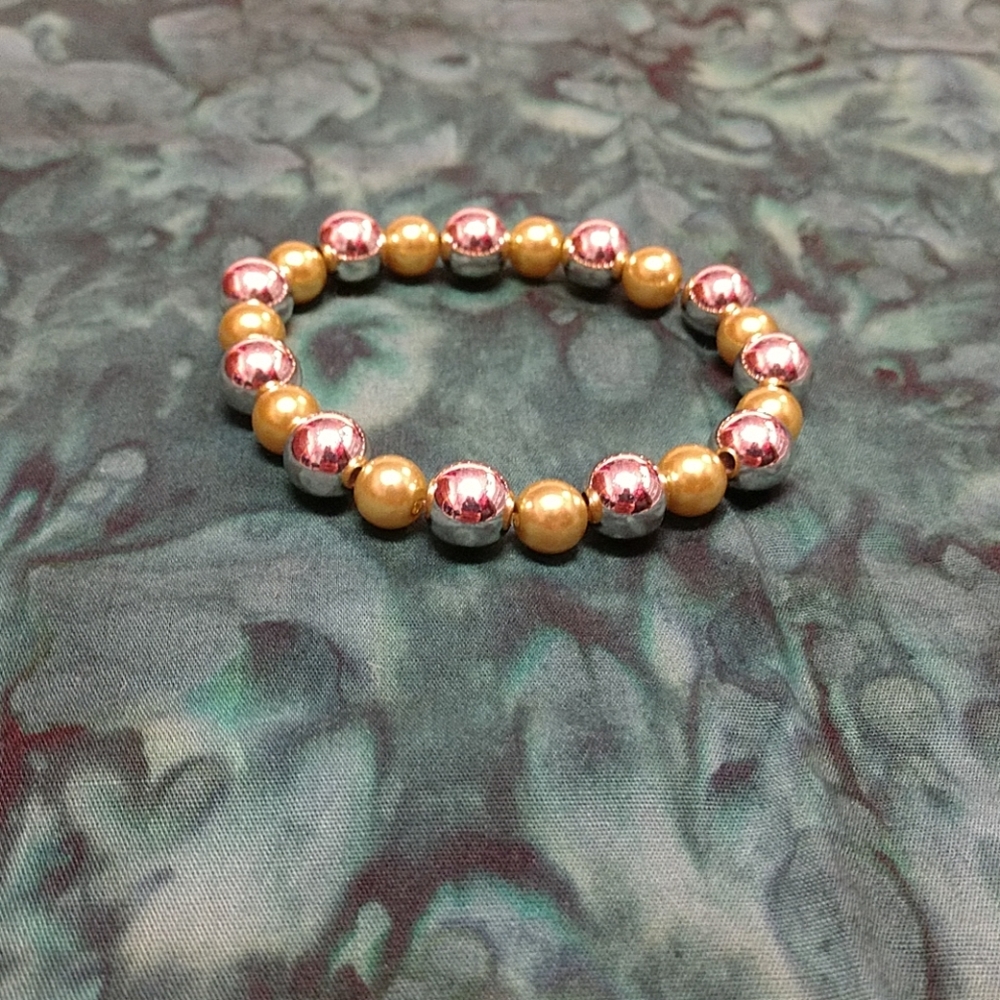 army green and metal beaded bracelet